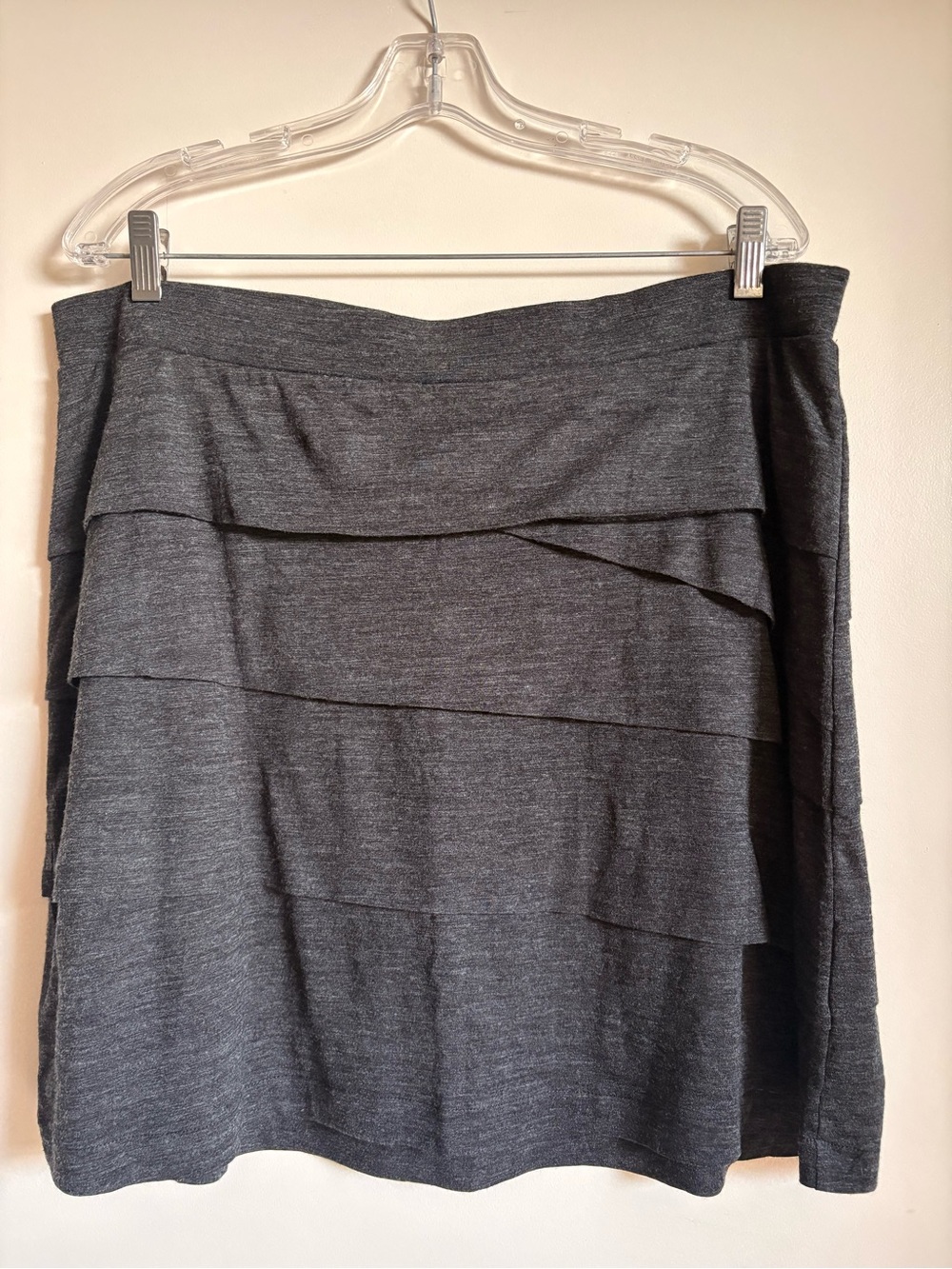 Prana Dark Gray Tiered Knit Mini Skirt